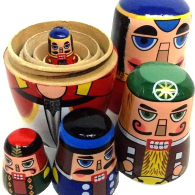 Nutcracker Figurine - 5-delige Russische notenkraker nestpoppen - handgemaakte