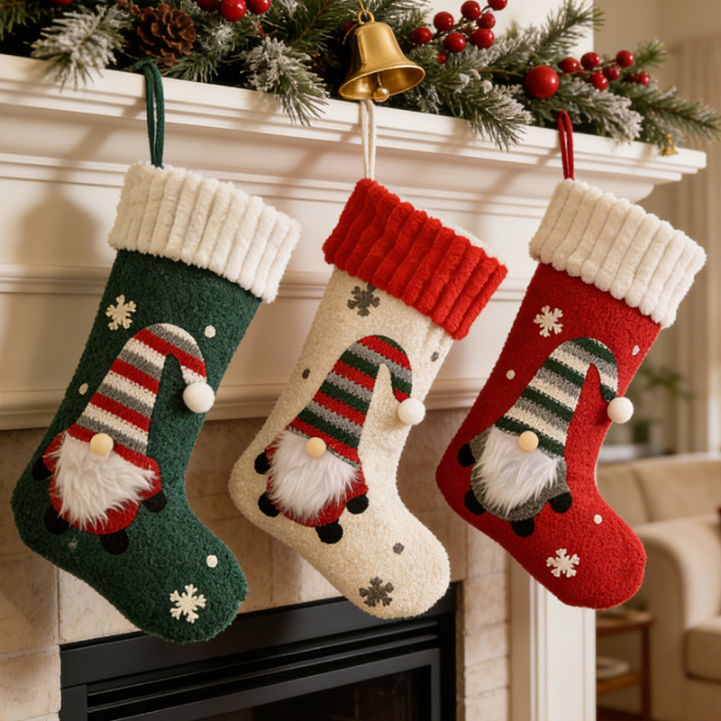 Christmas Stocking Hanging - Zachte pluche kerstsokversiering, kerstcadeautas, hangende boomhangerdecoratie