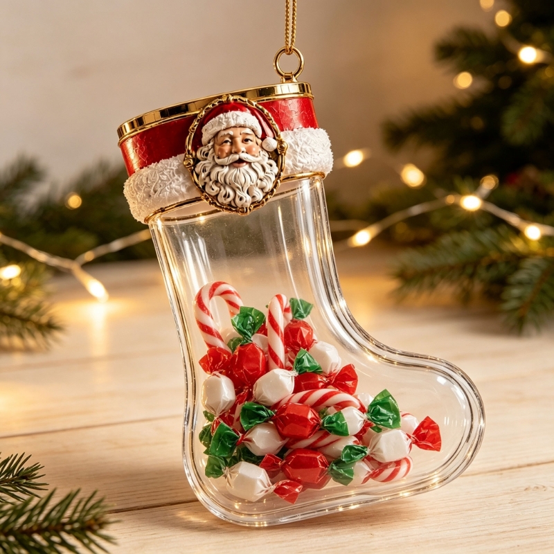 Christmas Stocking Hanging - Invulbaar kerstsokornament met duidelijk gelddisplay, boomhangend