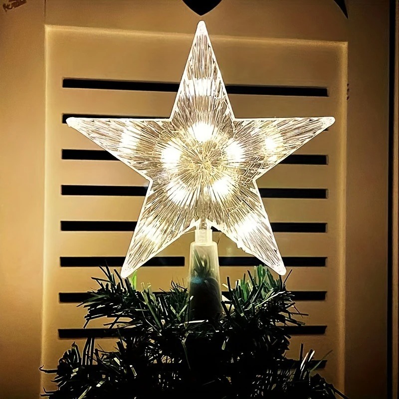 Star Tree Topper - 15cm Kerstdecoratie Gloeiende Boomtopper Glitterende Schitterende