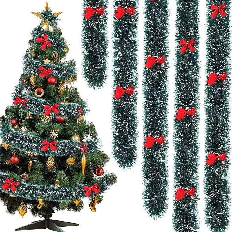 Tinsel Garland Decoration - Kunstmatige Kerstguirlande Kersttinsel Guirlandes met Strik