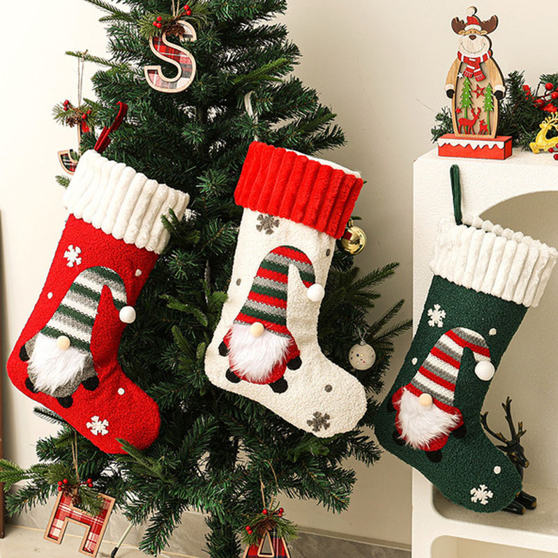 Christmas Stocking Hanging - Nieuwe pluche kerstsokversiering, kerstcadeautas, hangende boomhangerdecoratie