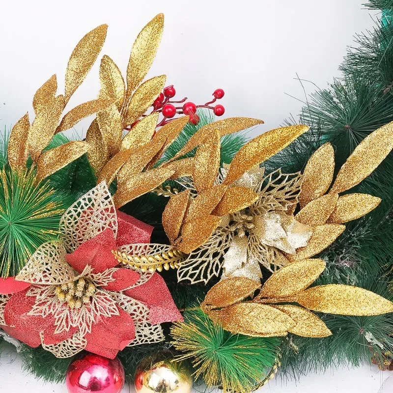10 stuks glitter kunstbladeren - Christmas Wreath Fake recensie en prijs